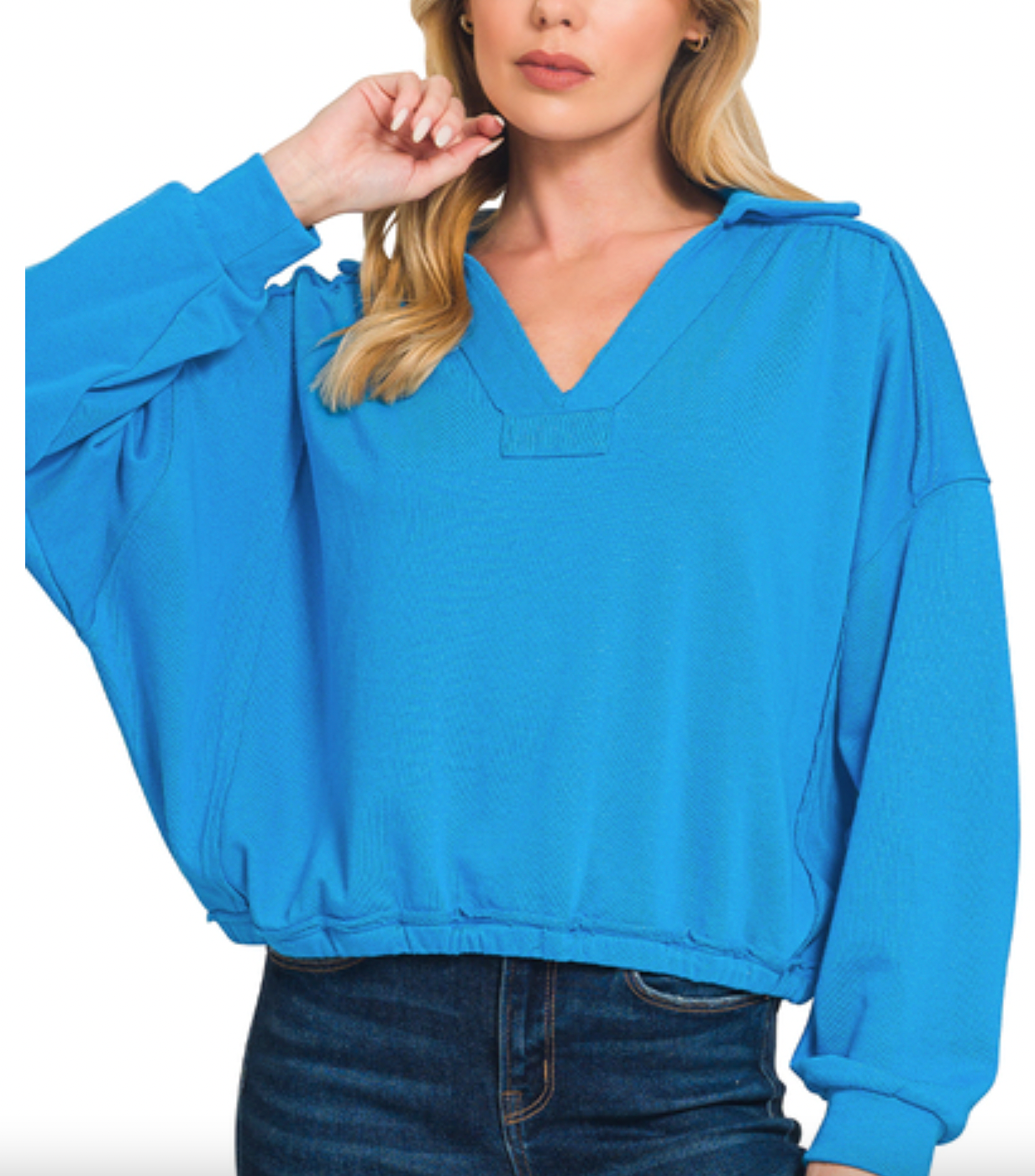 French Terry Collared Pullover