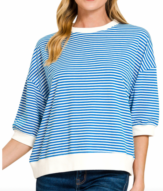 Stripe Contrast Trim Banded Top