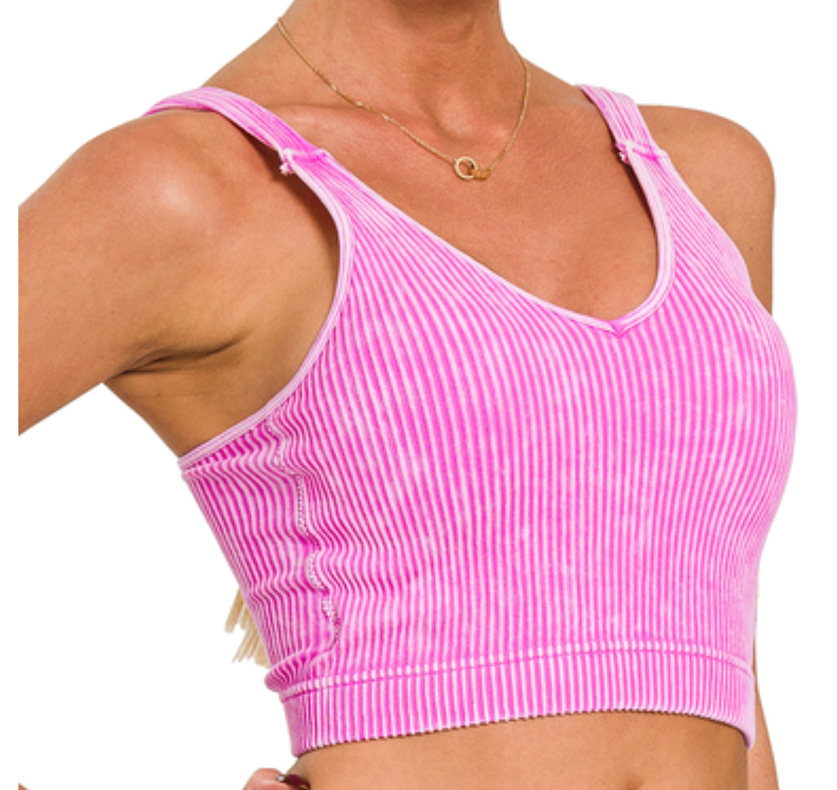 Washed Ribbed Cropped Seamless Bra