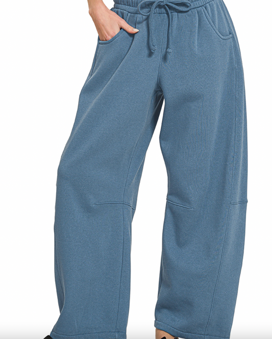 Fleece Barrel Leg Sweatpants