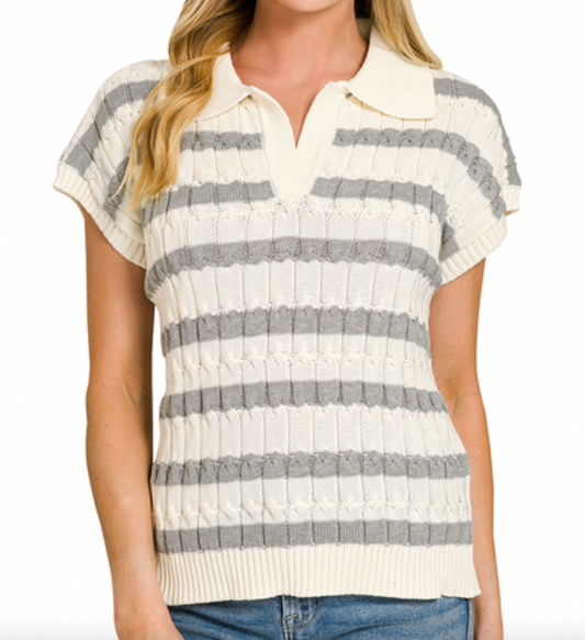 Stripe Collared Sweater