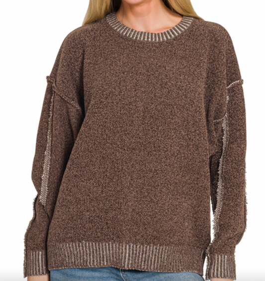 Exposed Seam Oversized Sweater