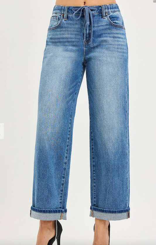 Risen - Boyfriend Elastic Band Slouch Jeans