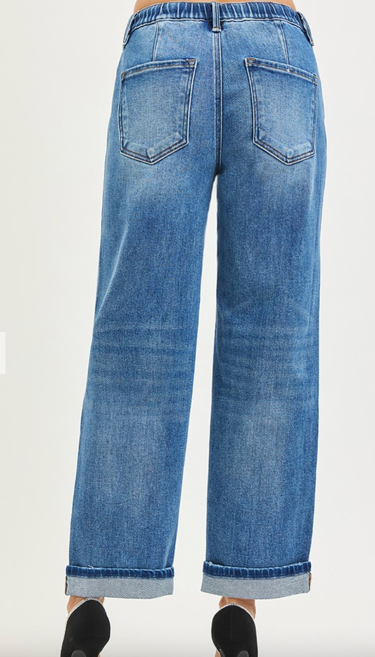 Risen - Boyfriend Elastic Band Slouch Jeans