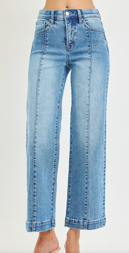 Risen - Tummy Control High Rise Front Seam Denim