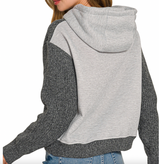 Textured Sweater with Hoodie