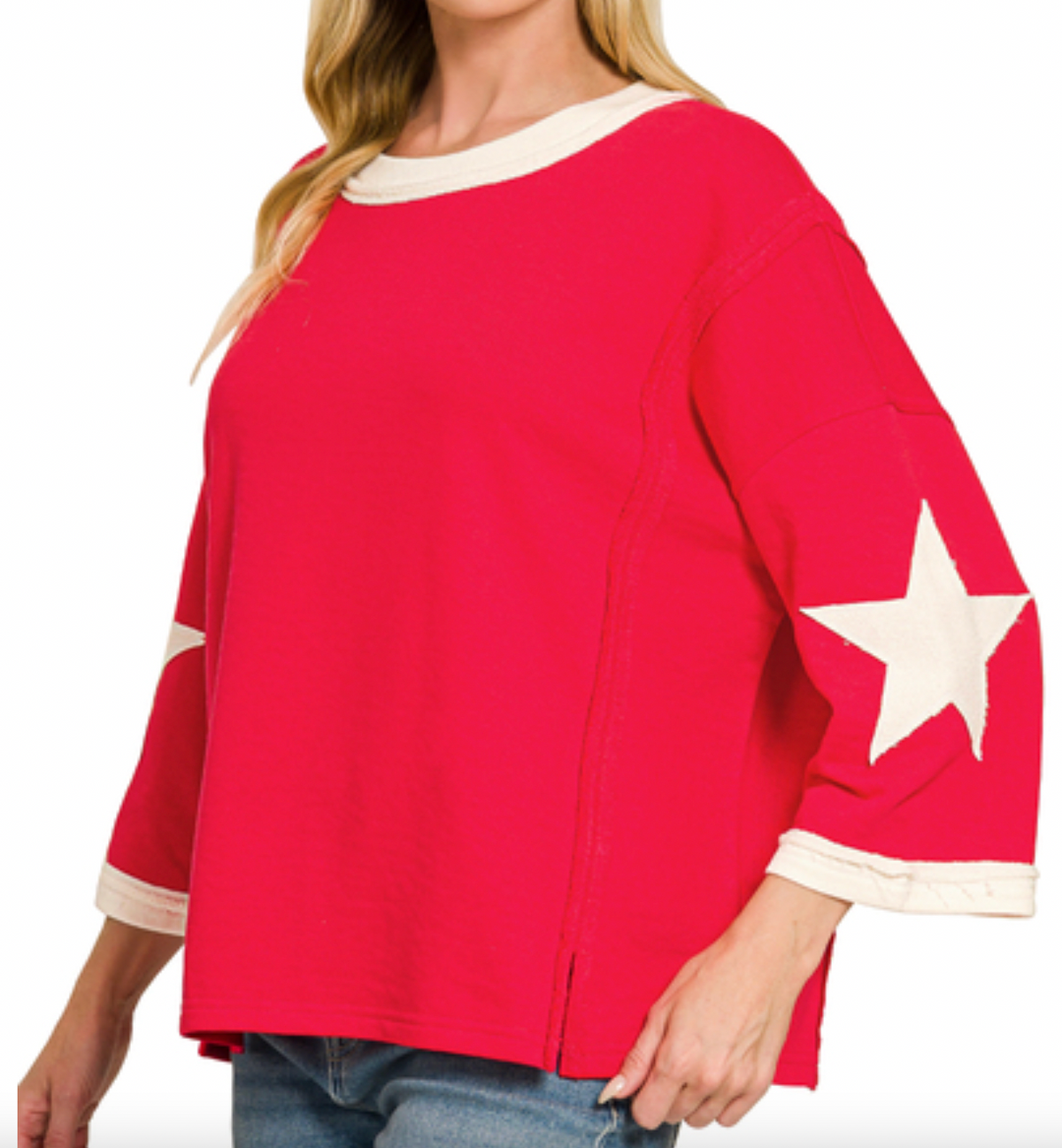 French Terry Star Patched Top
