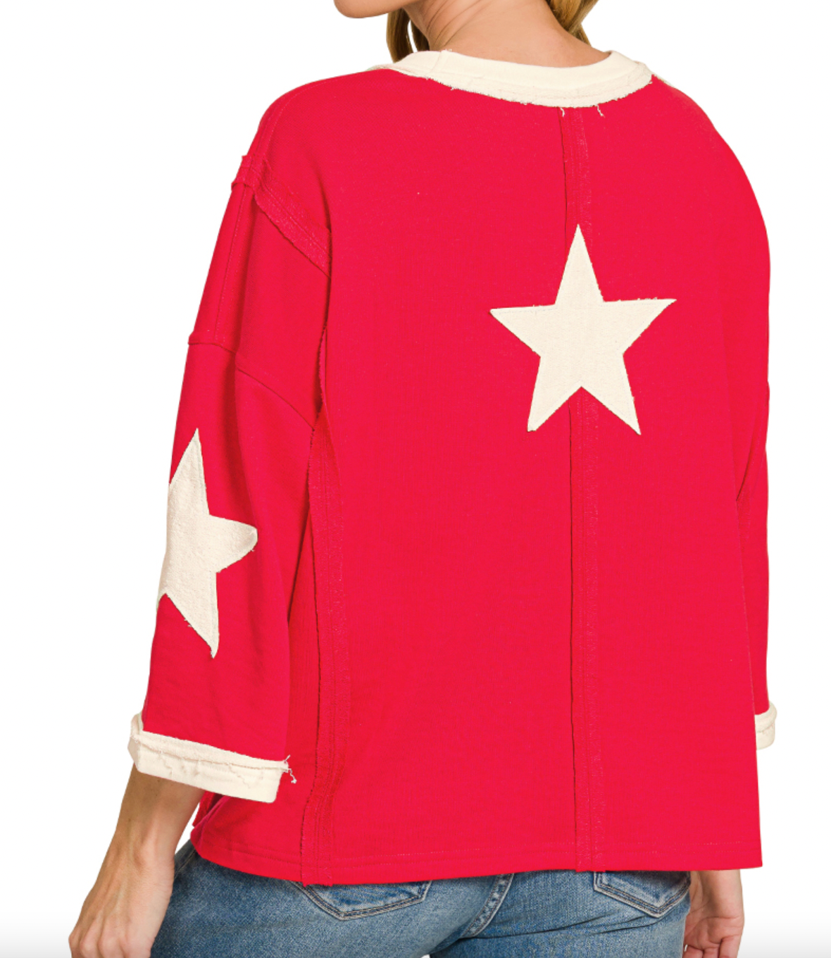 French Terry Star Patched Top