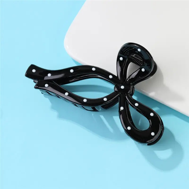 Polka Dot Bow Hair Claw Clips