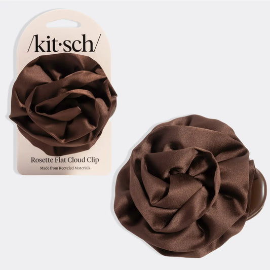 Kitsch - Satin Rosette Flat Clip Chocolate