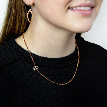 KC & Red Beaded Necklace