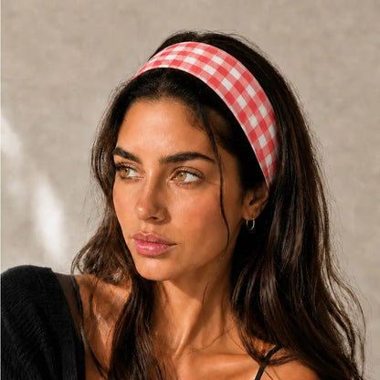 Red Gingham & Black Polka Dot Headband 2-pc Set