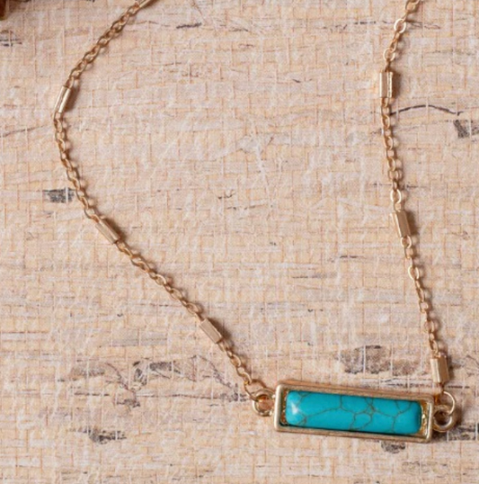 Turquoise Stone Bar Necklace