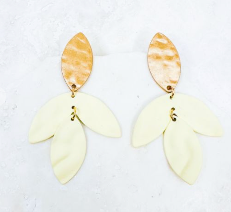 Ivory Leaf Drop Earrings
