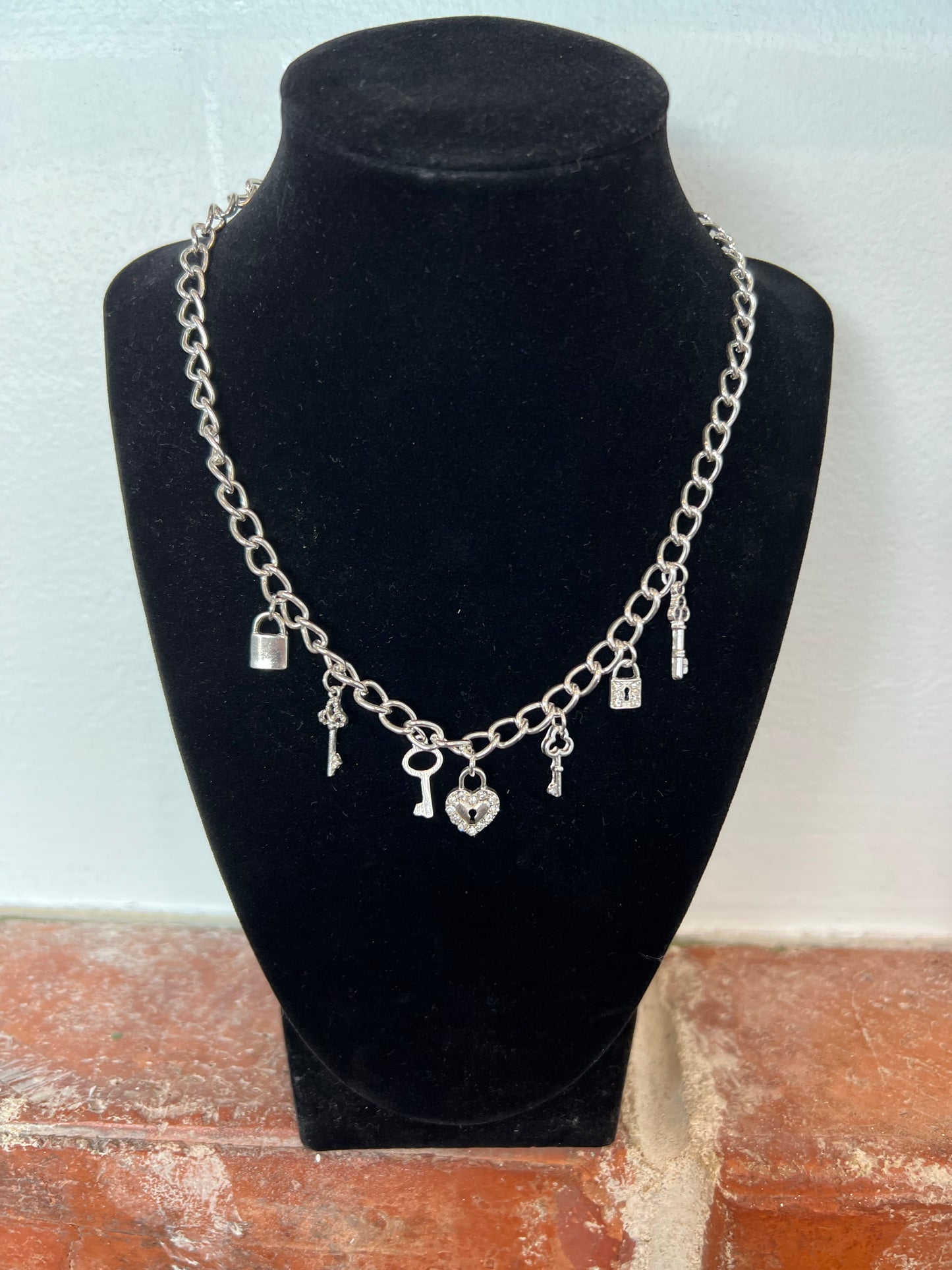 Silver Chain Lock & Key Necklace